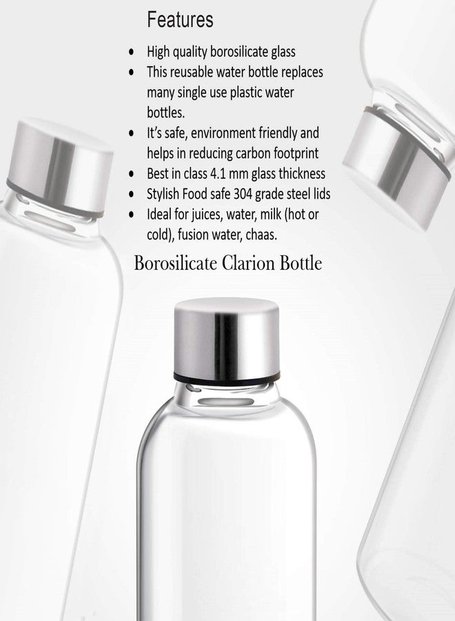 Treo by Milton Clarion Borosilicate Glass Fridge Water Bottle Set of 3 with Leak-Proof Airtight Stainless Steel Lid, 750 ml, Transparent for Hotel, Travel, Office, Home - Image 4